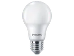Бяла LED крушка с резбована основа на черен фон.