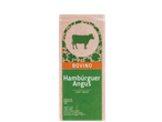 Embalagem de hambúrguer Angus bovino, pronto para fritar ou grelhar.