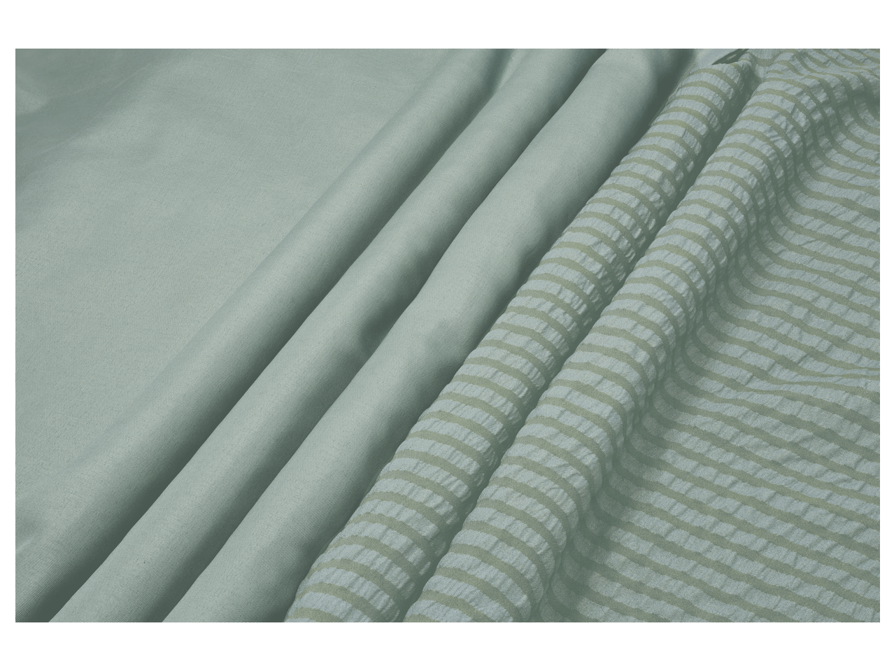 LIVARNO Krep posteljina, svijetlozelena, s naborima i prugastim uzorkom