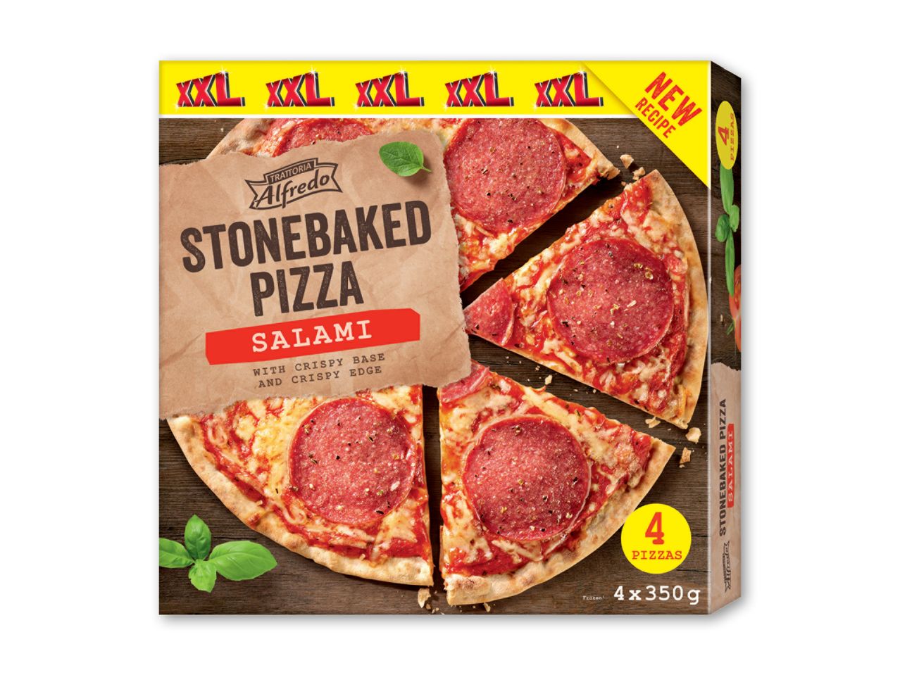 Dr. Oetker stenovnsbagt pizza med salami.