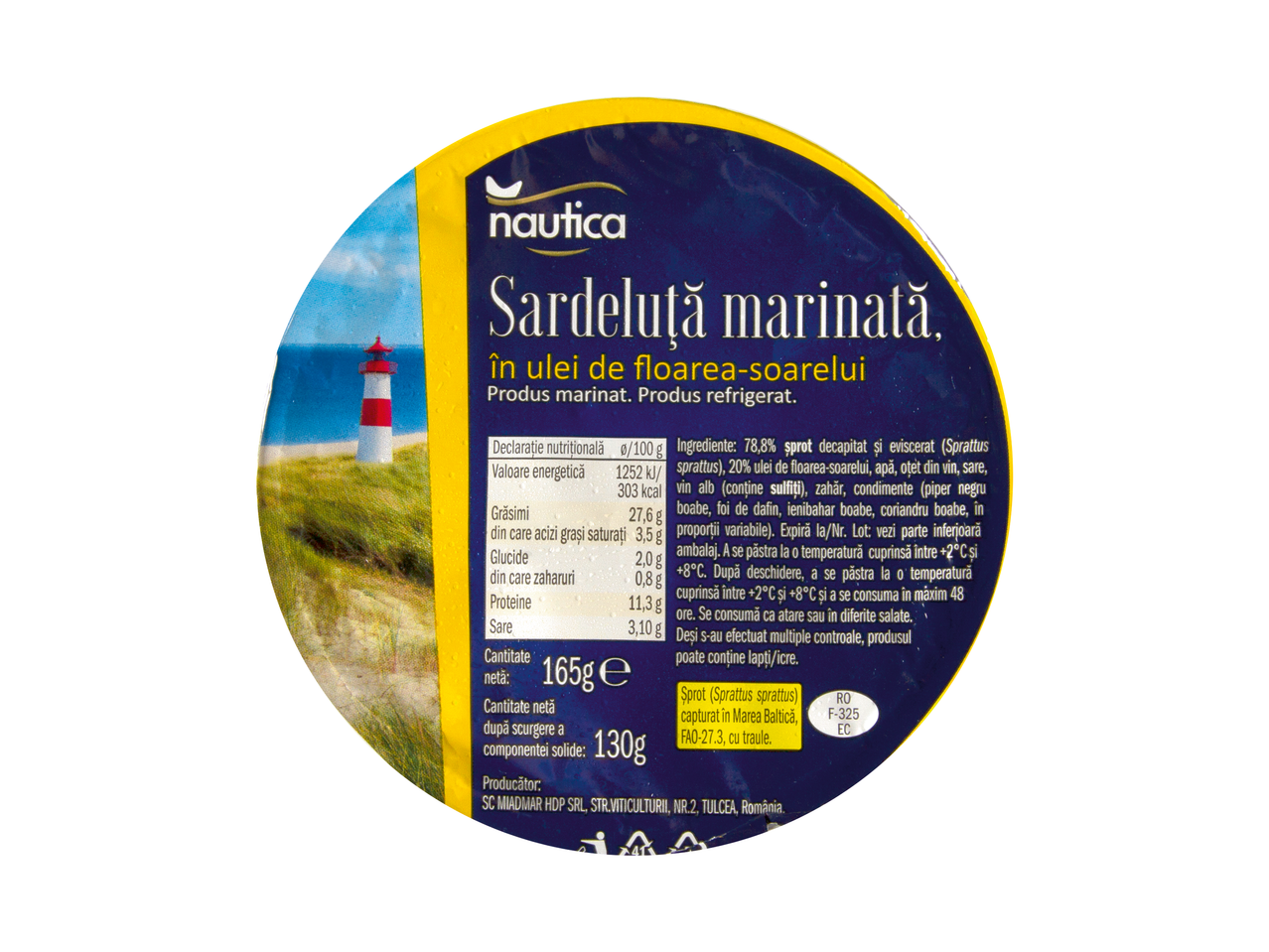 Sardine marinate Nautica în ulei de floarea-soarelui.