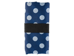 Saco de compras dobrável azul às bolinhas com elástico.