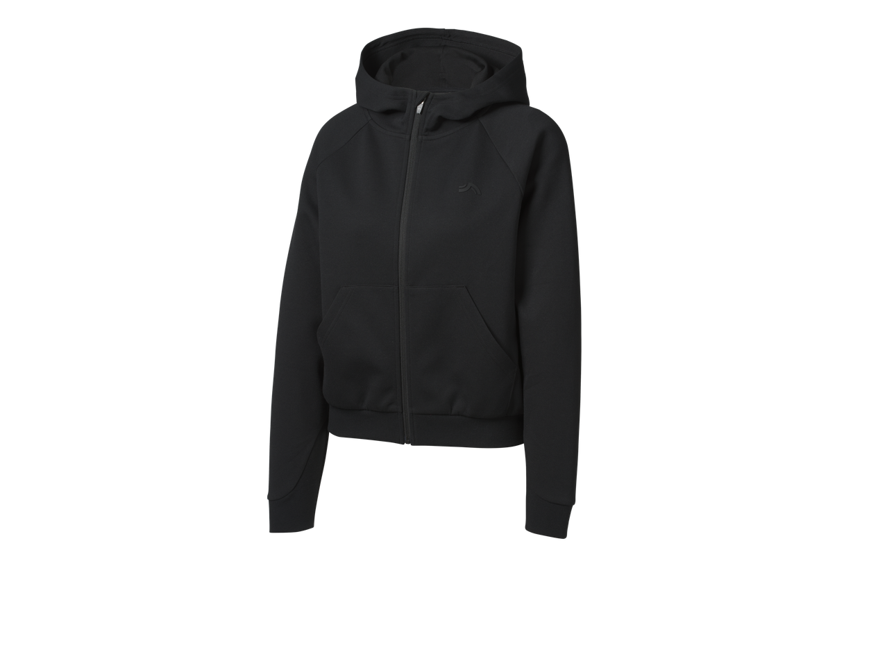 Черно дамско спортно яке CRIVIT с цип и качулка.