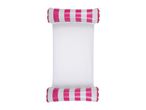 Pink and white striped inflatable pool float with a mesh center.