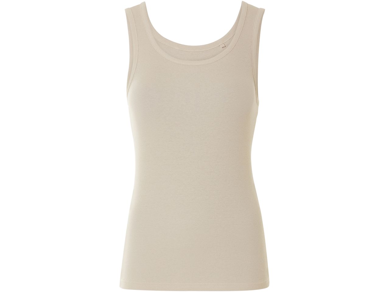 A beige ribbed tank top.
