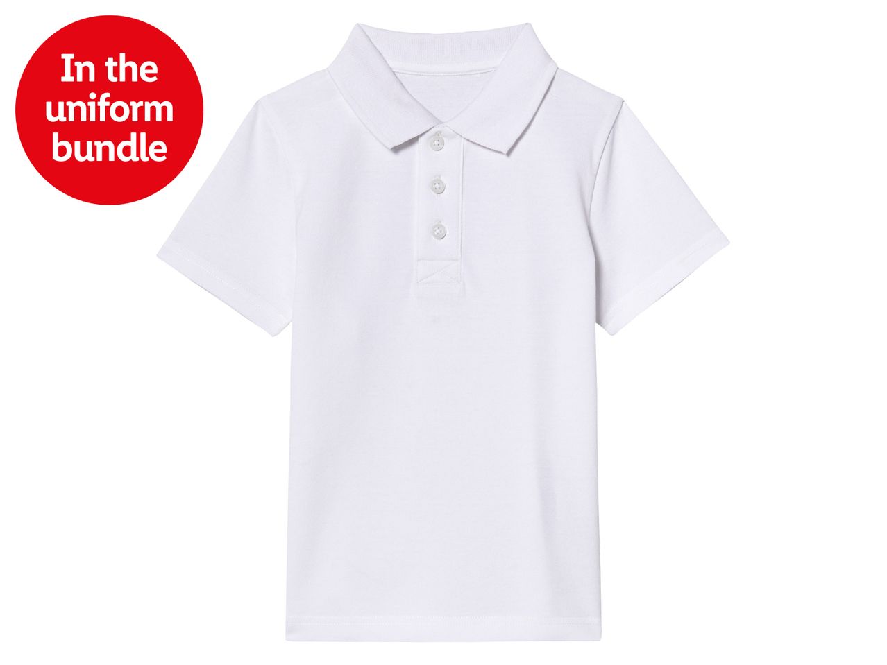 White school polo shirt in a uniform bundle.