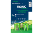 4x TRONIC AAA oplaadbare batterijen, 1000 mAh.