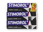 Tre pakker Stimorol lakridsgummi.