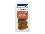 Gyros style meat balls in a clear plastic package, with a Greek-themed label.