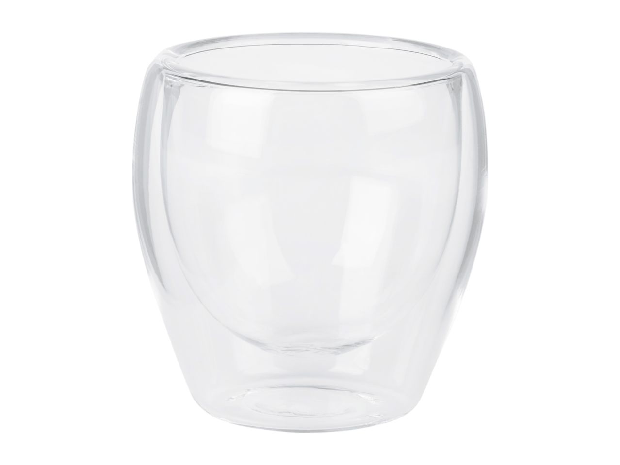 Double-walled glass cup for hot or cold beverages