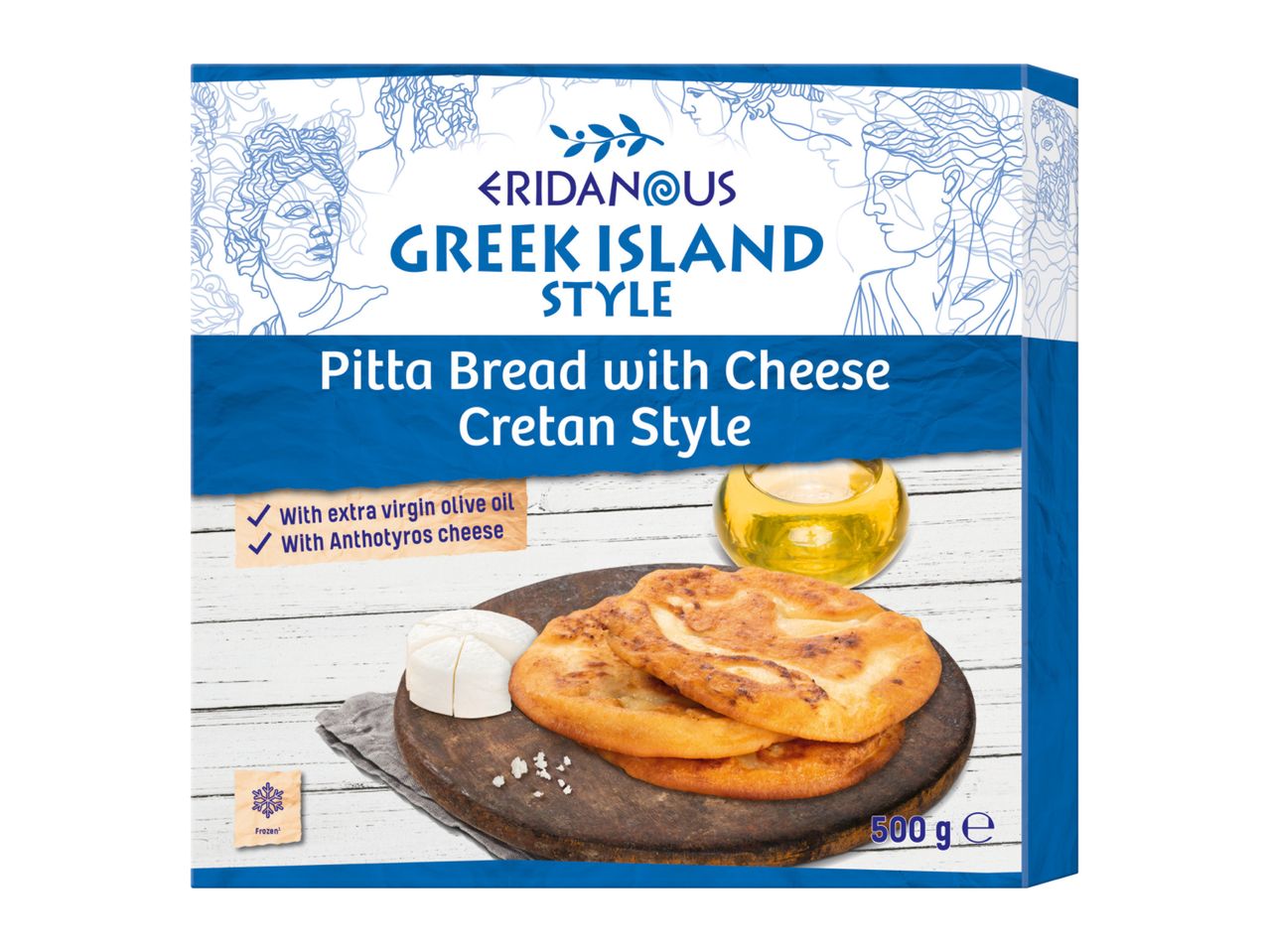 Eridanous Greek Island Style Pitta Bread with Cheese, Cretan Style, 500g
