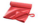 Rolled Crivit red microfiber towel.
