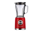 Red 600W jug blender with a glass pitcher and a dial for speed control.