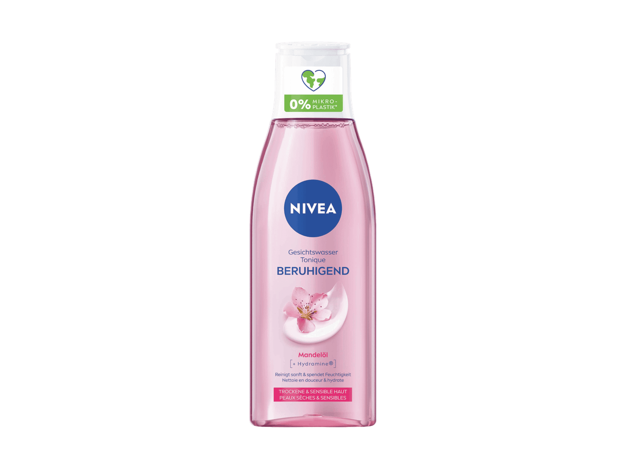 Beruhigendes Gesichtswasser mit Mandelöl und Hydramin für trockene und empfindliche Haut.