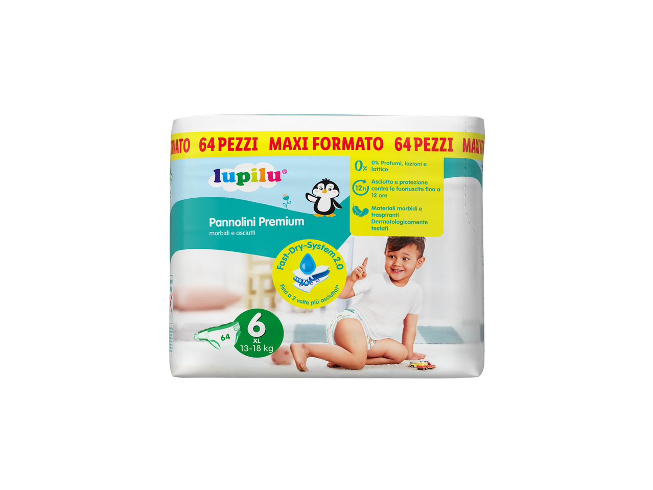 A package of Happy Baby diapers, featuring a playful design and eco-friendly elements.