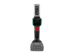 Cordless work light with three LED bulbs and a grey battery pack.
