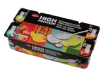 Iogurte Milbona High Protein com sabores de morango, manga, coco e lima.