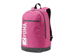 Rožinė PUMA kuprinė su baltu logotipu ir pilkomis detalėmis.