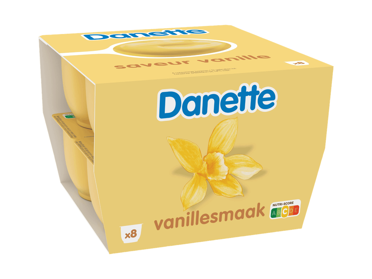 Packung mit 8 Vanillepuddings mit Nutri-Score C.