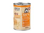 Orlando Pure Taste kutyatáp csirkével és pulykával, 66% hús és belsőségek.