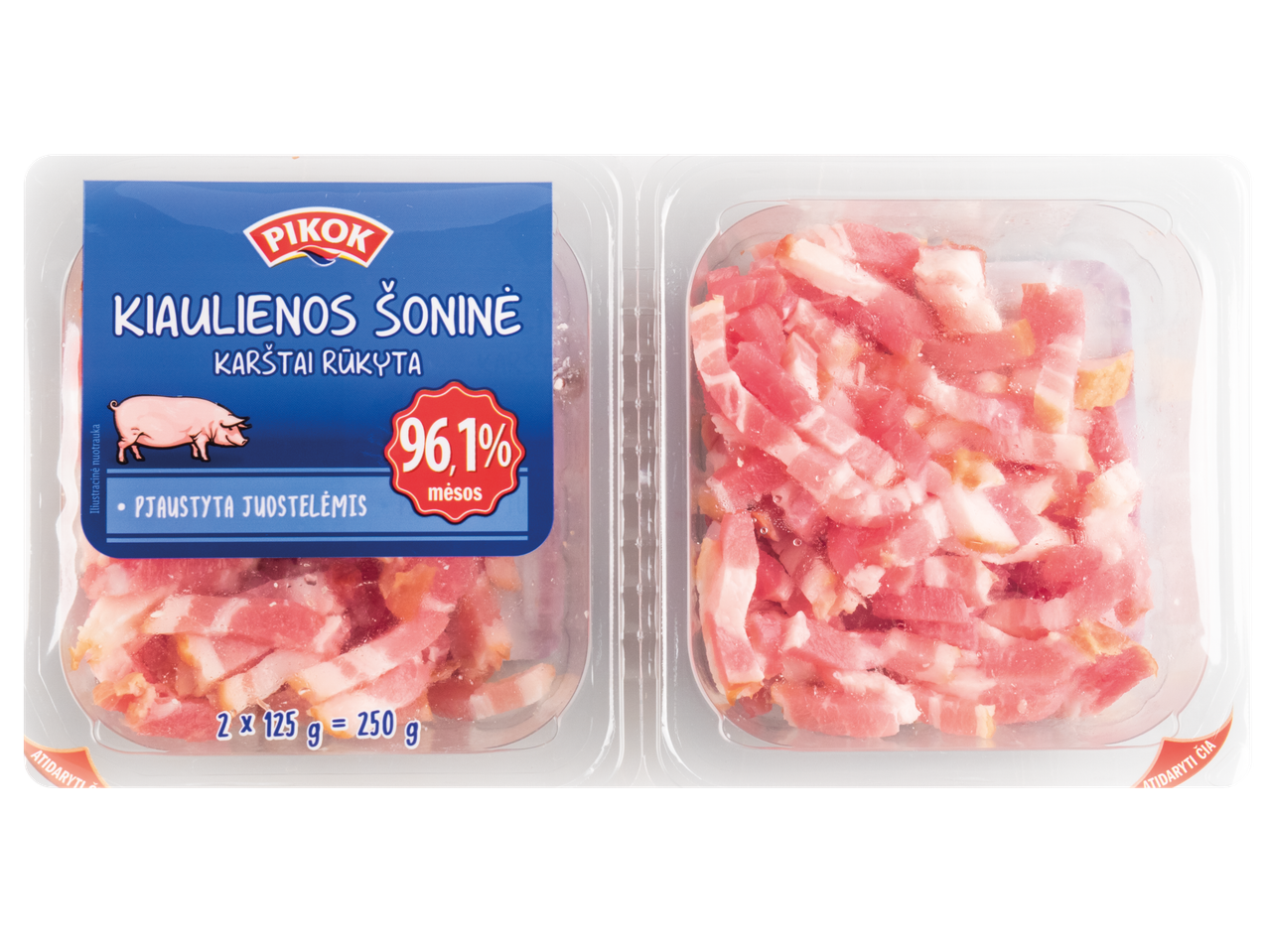Pikok kiaulienos šoninės juostelės, 250g.