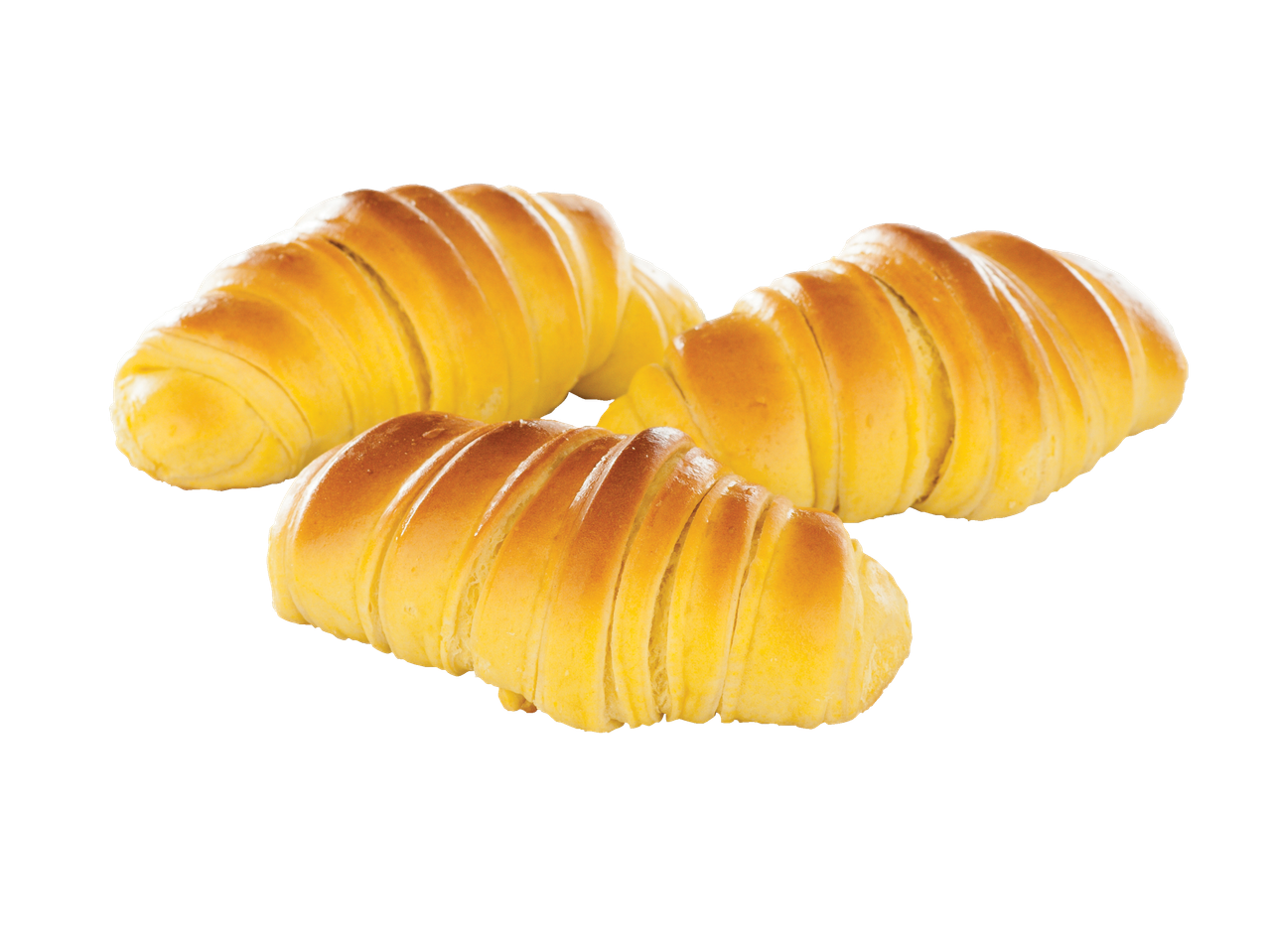 Três deliciosos croissants prontos para serem saboreados.