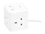 White power strip with three outlets and two USB-C ports, branded Tronic