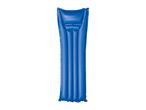 Blue inflatable air mattress for swimming or lounging, isolated on a white background.