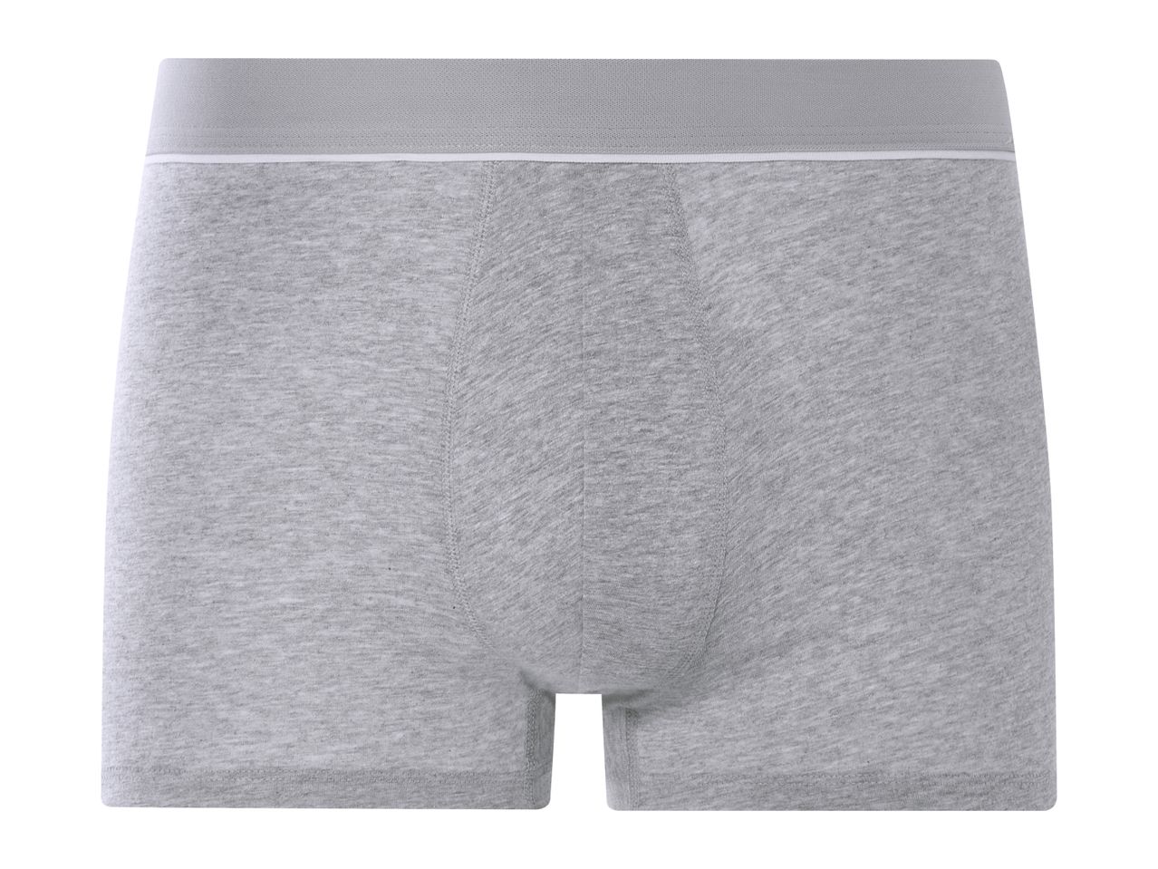 Grey cotton boxer shorts with a grey and white waistband.