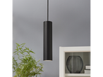 Candeeiro suspenso LIVARNO home, design hexagonal preto, iluminando um interior moderno.