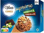 Кутия сладоледени фунийки Gelatelli Suprême с шамфъстък и шоколад, 6 броя.