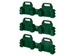 Tre coppie di supporti Parkside di colore verde scuro, disposti in verticale.