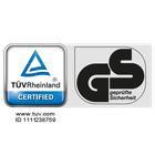 TÜV Rheinland CERTIFIED i GS geprüfte Sicherheit pečati s ID 1111238759.
