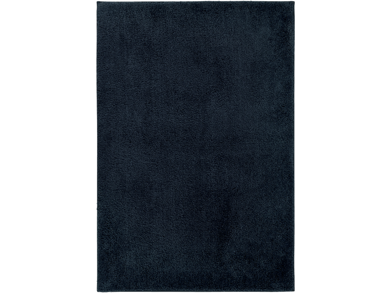Tumši zils taisnstūra vannas paklājiņš ar teksturētu, plīša virsmu