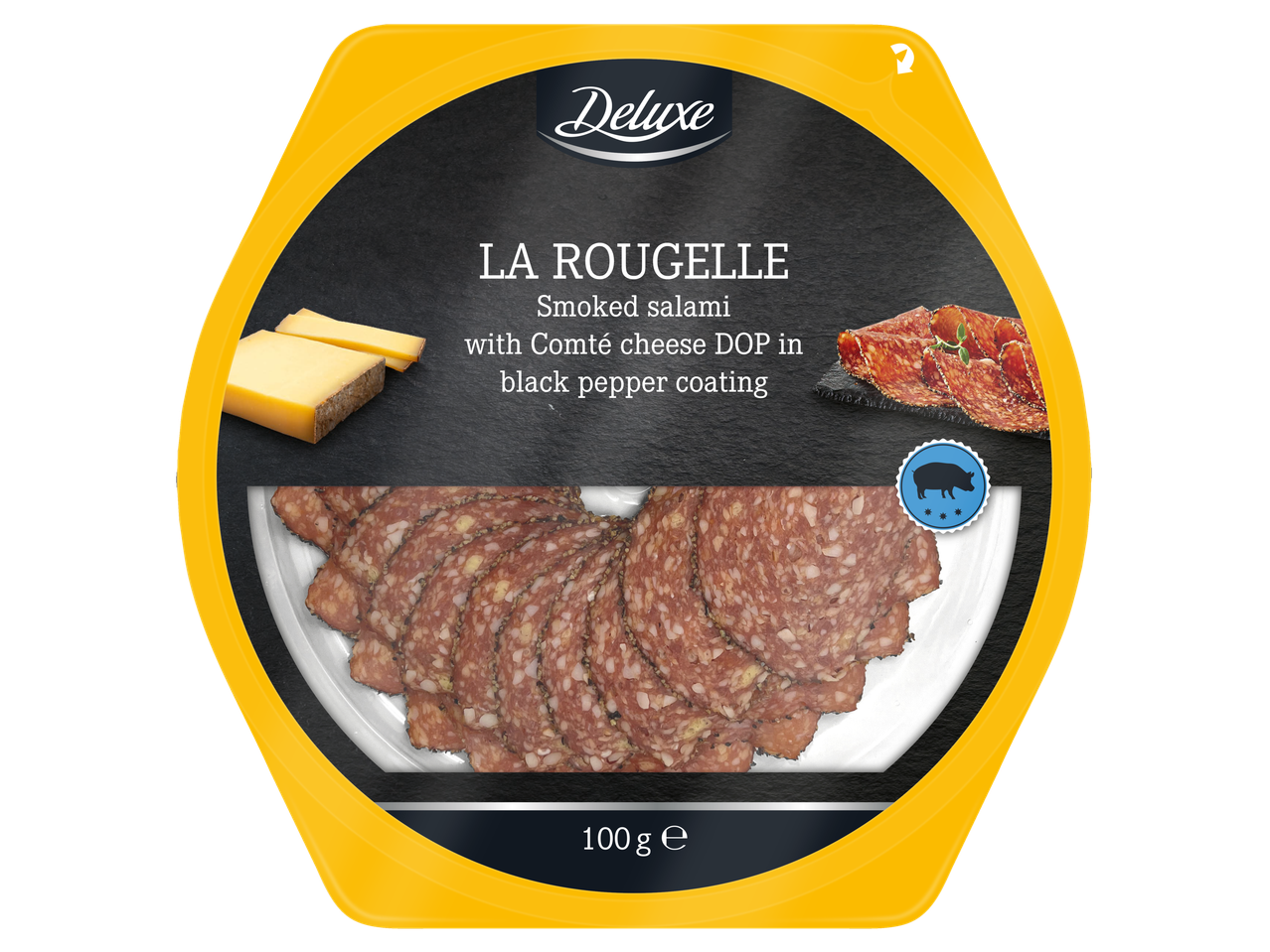 Salam la Rougella afumată cu brânză Comté DOP și piper negru.
