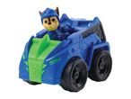 Blue and green toy car with a brown and yellow dog character in the driver's seat.