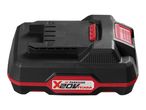 Black and red power tool battery with a red button and a logo that says 'X20V TEAM'