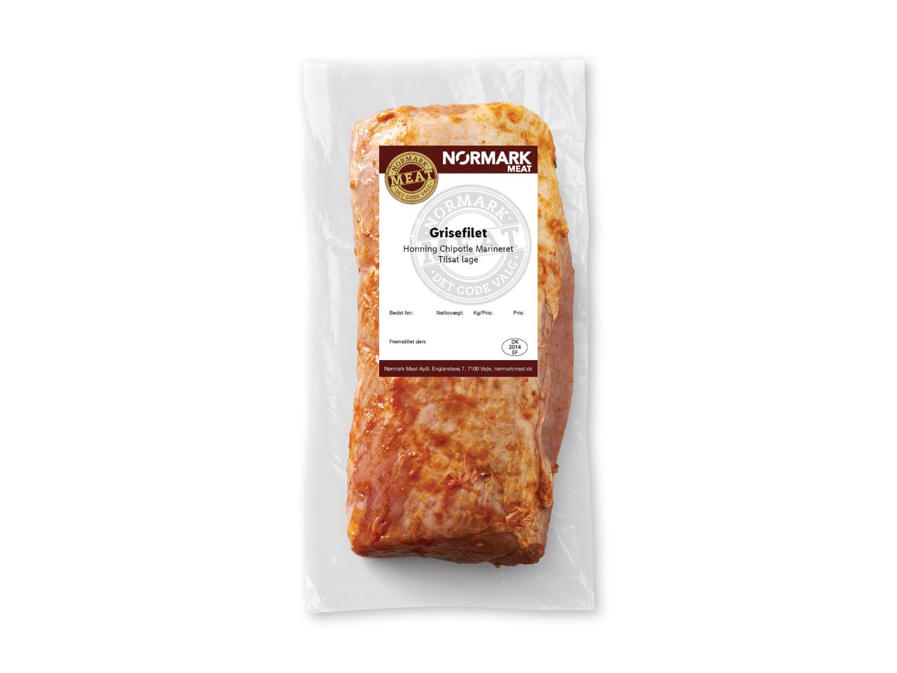 Pakket svinekødsprodukt, Grisefilet Honning Chipotle Marineret, fra Normark Meat.