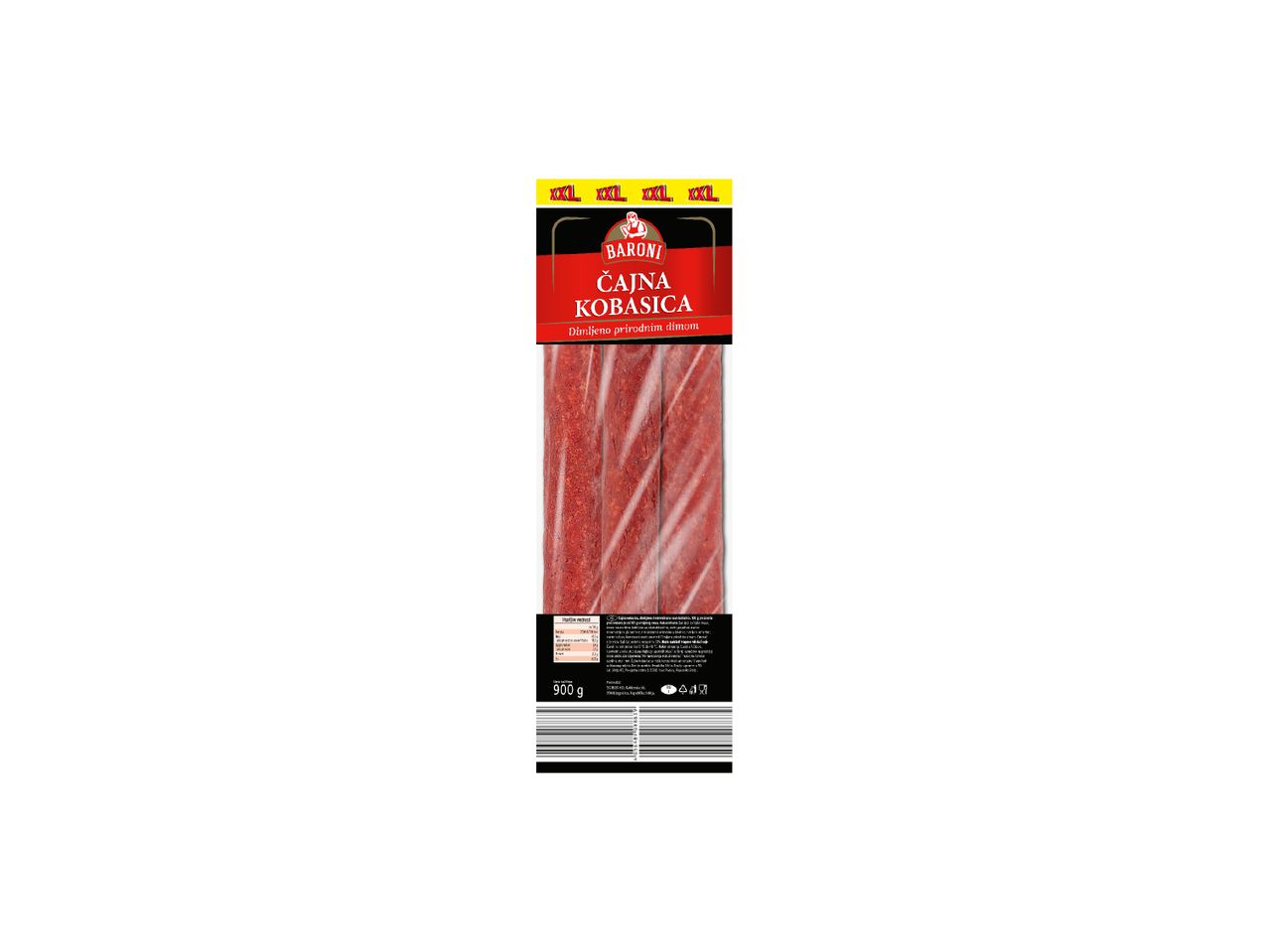 Pakovanje Baroni čajne kobasice dimljene prirodnim dimom, 900g.