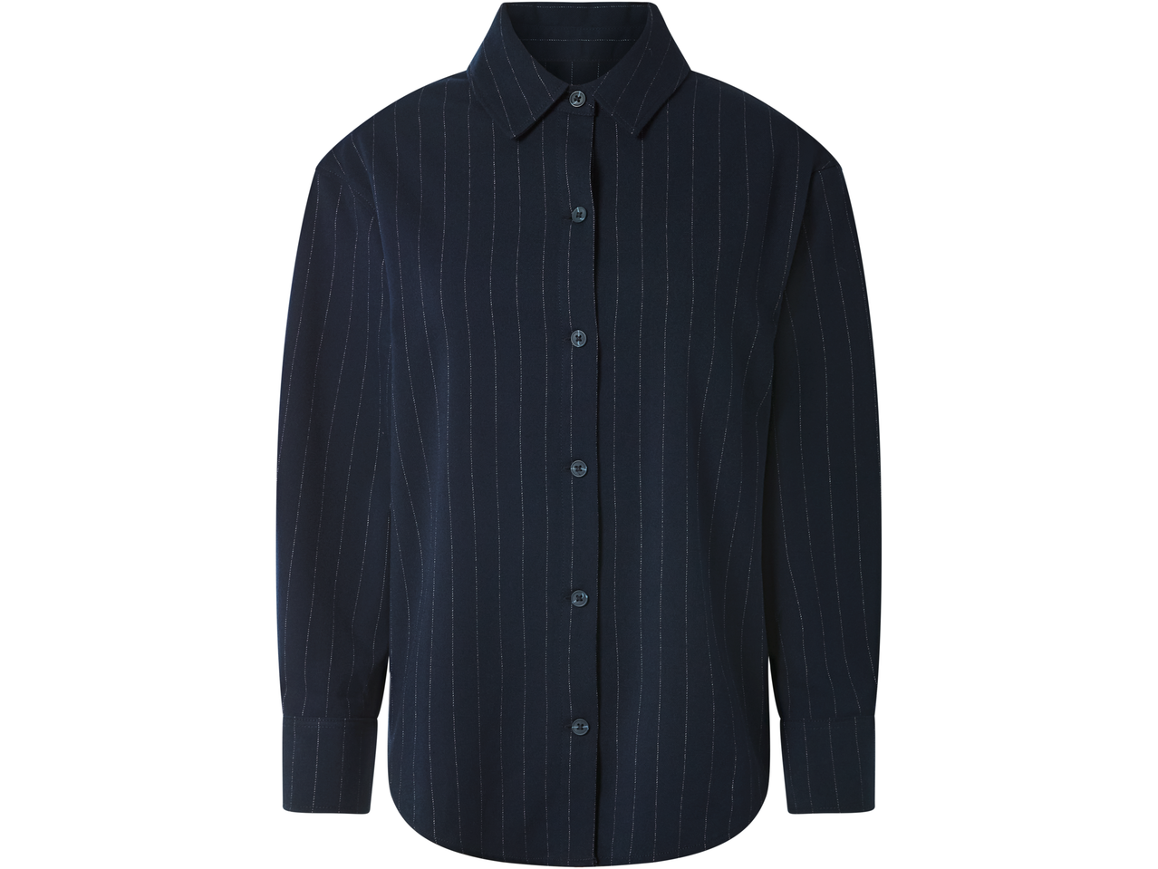 Esmara, ilgi tamsiai mėlyni dryžuoti marškiniai