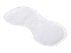 A white, hourglass-shaped sweat pad for clothing, isolated on a white background.