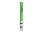 Green pencil with an eraser at the end, featuring a logo on its side.