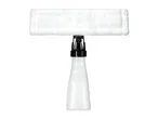 Window cleaner with integrated spray bottle and microfiber pad