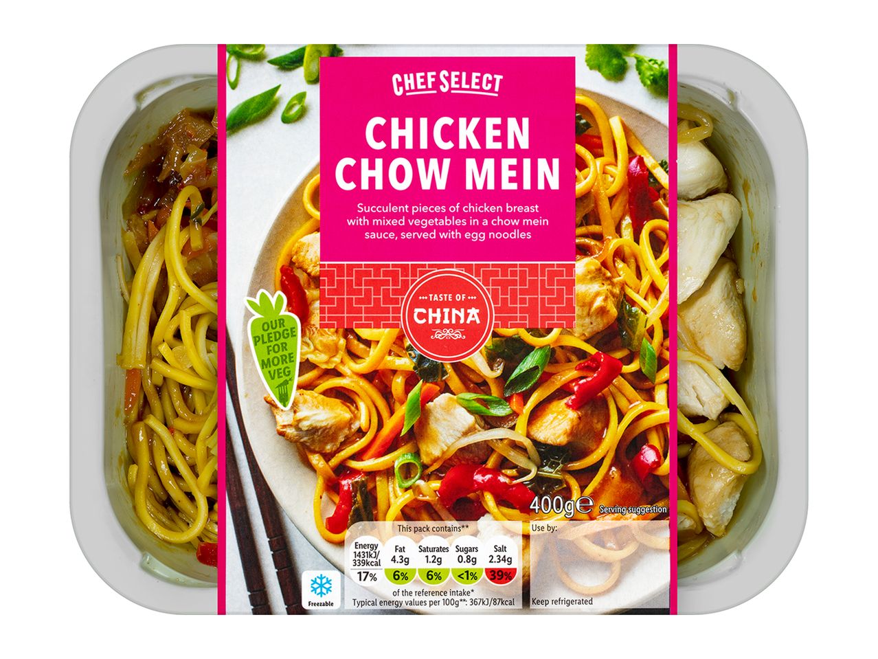 Chef Select: Chicken Chow Mein, noodles with chicken and vegetables.