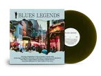 Een vinylplaat met een hoes van 'Blues Legends' met een straatbeeld van Bourbon Street.