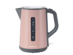 A pink SilverCrest electric kettle with a gray handle and base.