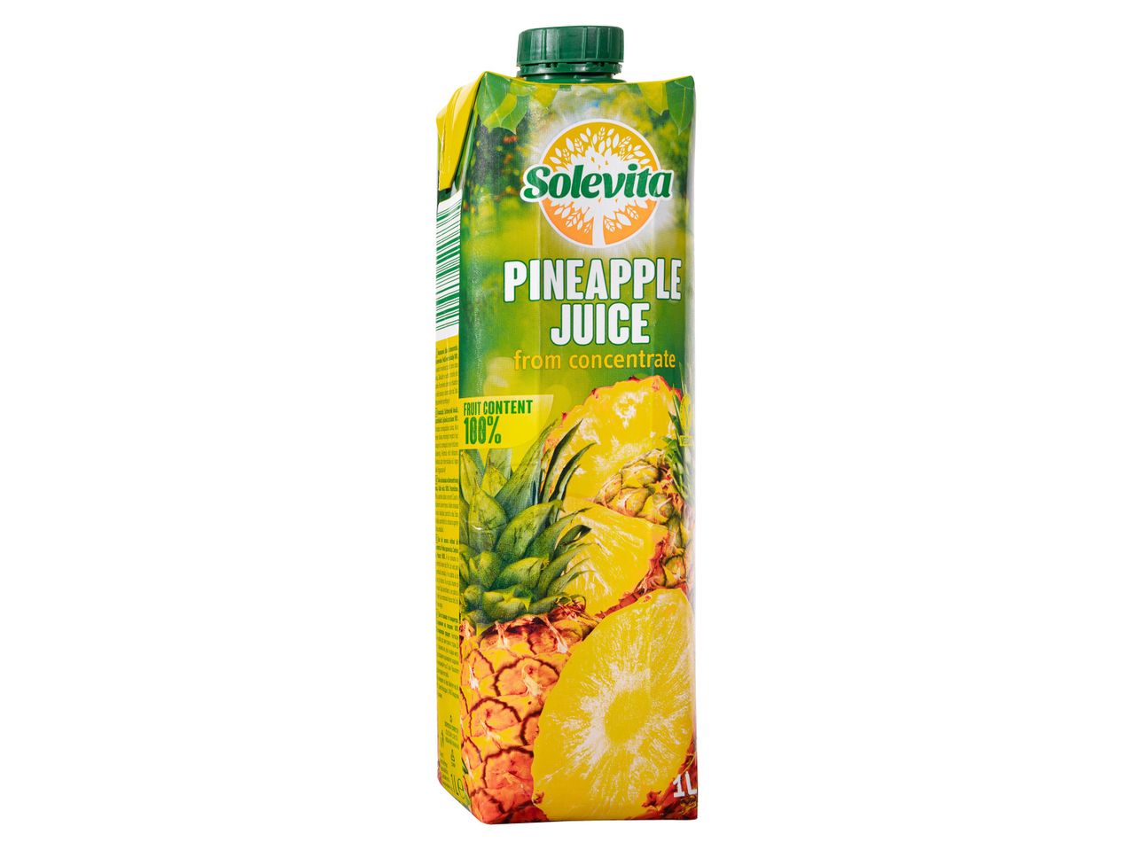 Solevita ananászlé dobozban, 100% gyümölcstartalommal.