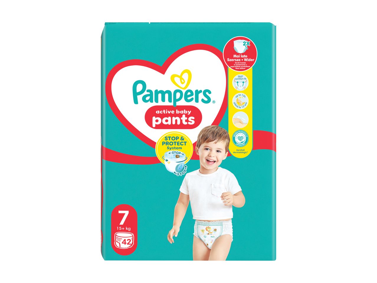 Συσκευασία Pampers Active Baby Pants, μέγεθος 7, με 42 πάνες.