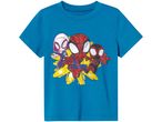 Maglietta blu per bambini con stampa di Spider-Man, Spider-Gwen e Miles Morales