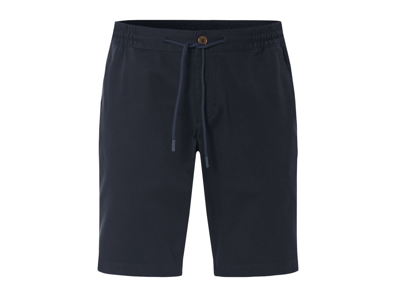 Navy blue men's drawstring shorts.